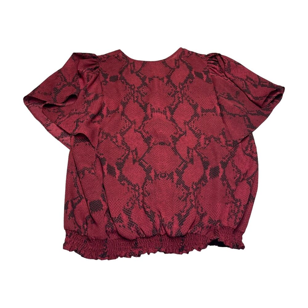Banana Republic Blouse Top Women's Medium Red Snakeskin Dolman Sleeve Pullover - Picture 4 of 6